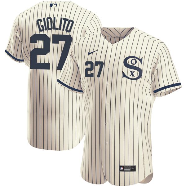 Men Chicago White Sox #27 Giolito Cream stripe Dream version Elite Nike 2021 MLB Jerseys